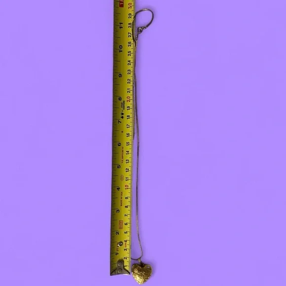 Vintage Gold Puffy Heart Necklace - Picture 4 of 4